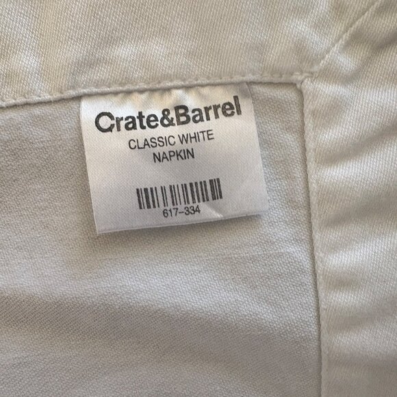 Crate & Barrel White Cotton Cloth Napkins Set of Two - Picture 3 of 3